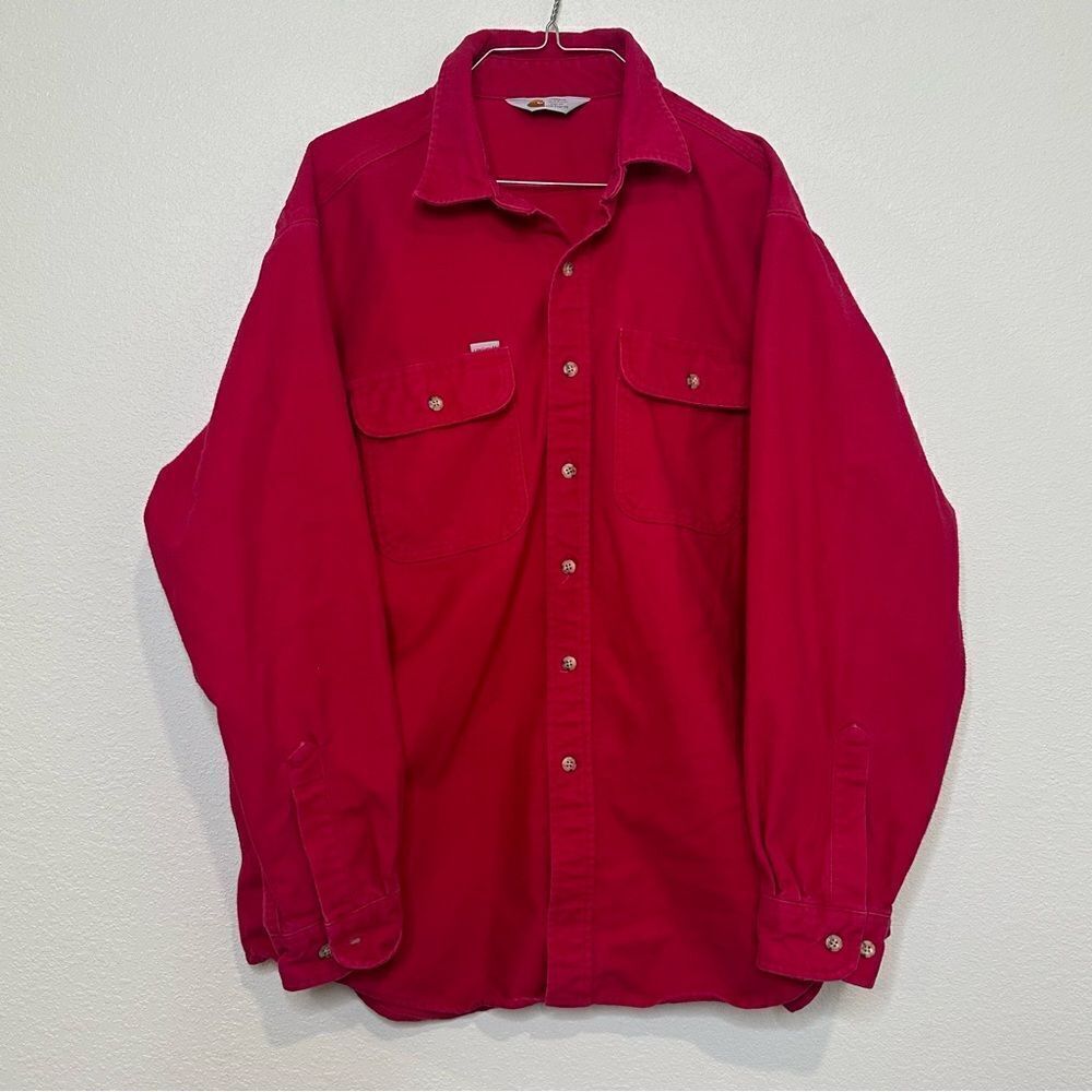 VINTAGE Carhartt Rugged Outdoor Mens Large Chamois Flannel Button Shirt USA 90s
